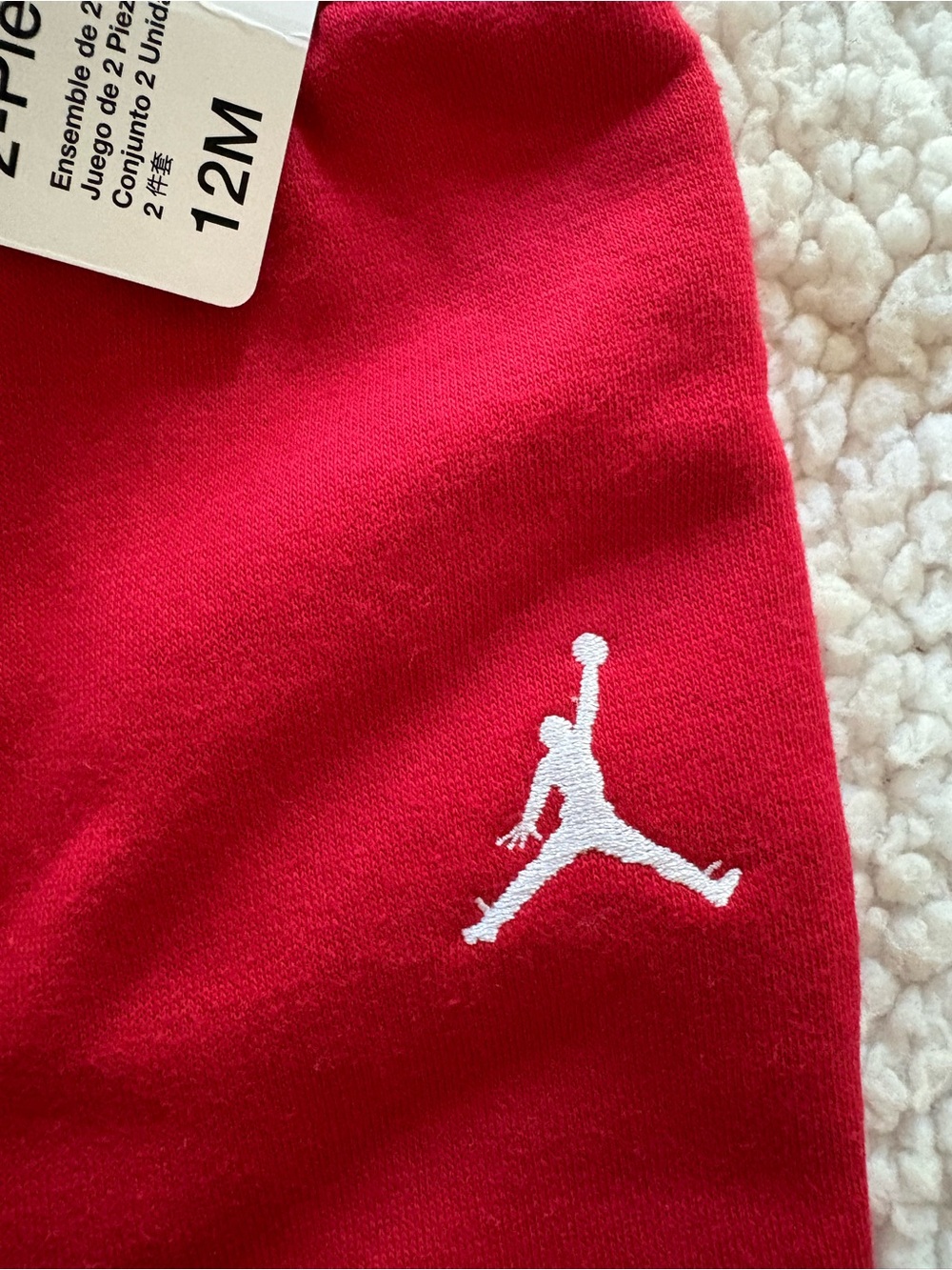 Jordan Red Kids Fleece Joggers with White Jumpman - Picture 3 of 4
